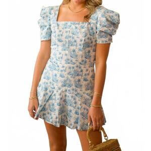 NEW SINCERELY OURS kimberly romper with short dress in blue jungle toile